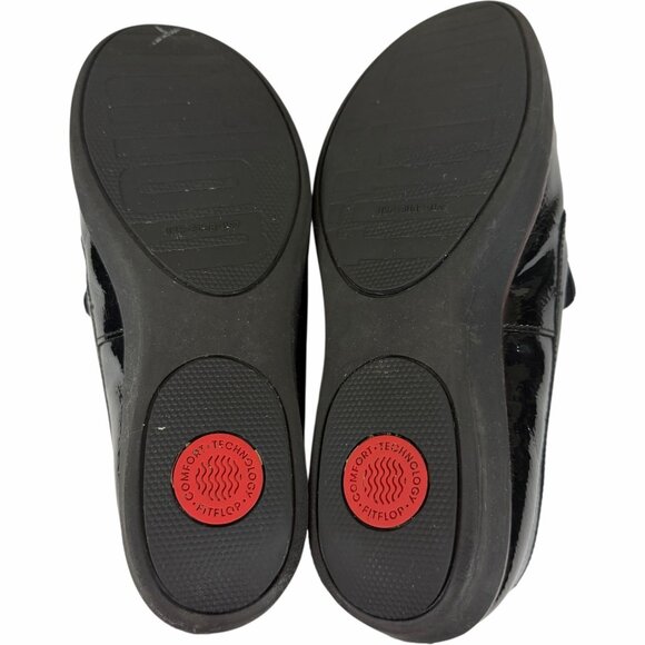 Fitflop Loafers 7 Women Black Patent Leather Calf Hair Tassel Patrina Paige - Picture 7 of 11